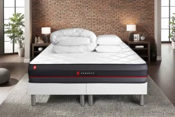 Pack lit complet - Matelas 160x200 cm + 2 Sommiers tapissier (monobloc) + 2 oreillers + Couette - Regen